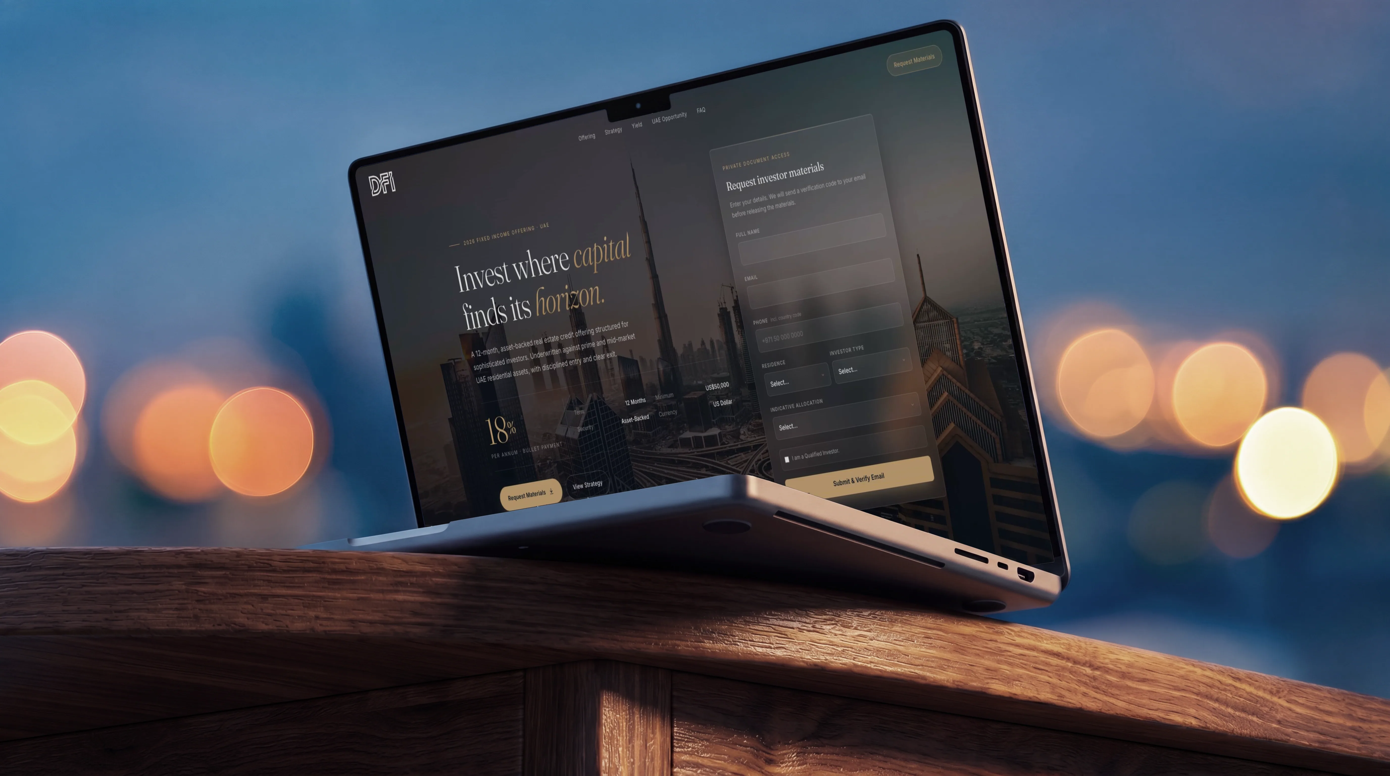 DFI investor website design for Dubai Fixed Income