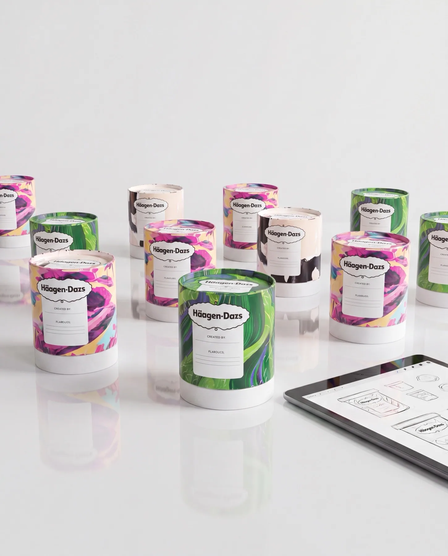 Häagen-Dazs tube packaging range with multiple flavour designs