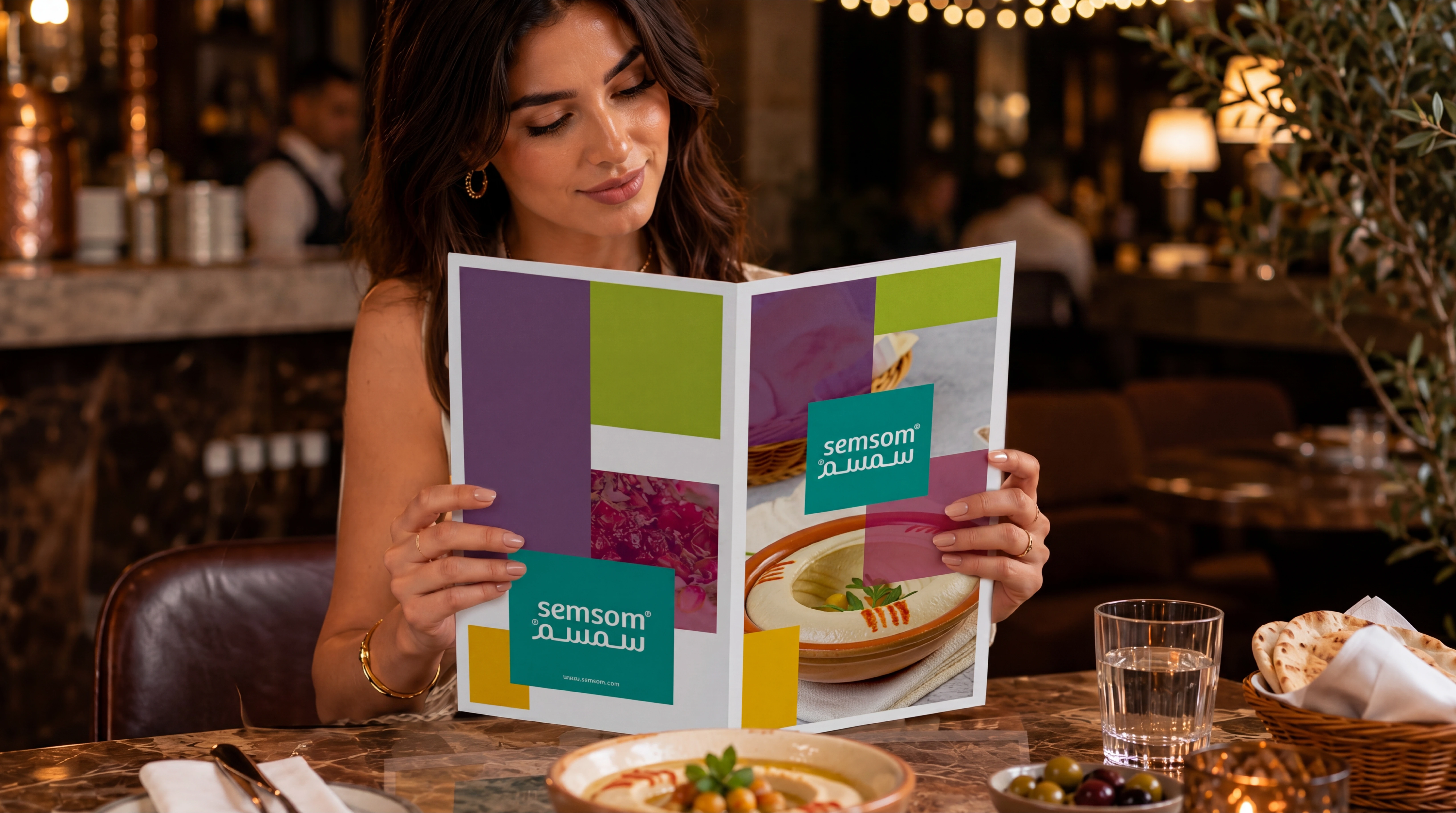 Semsom hospitality menu design hero presentation